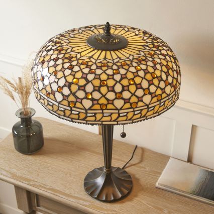 Endon 112178 - Tiffany MILLE FEUX asztali lámpa 2xE14/40W/230V, átmérő 45 cm