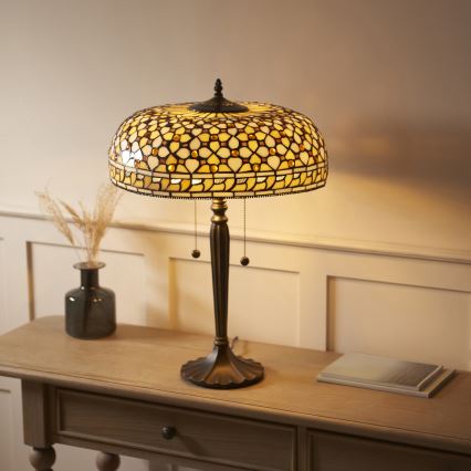 Endon 112178 - Tiffany MILLE FEUX asztali lámpa 2xE14/40W/230V, átmérő 45 cm