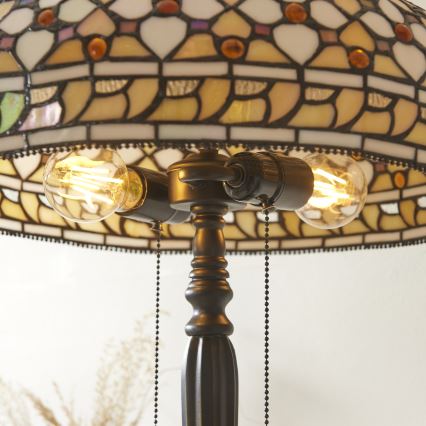 Endon 112178 - Tiffany MILLE FEUX asztali lámpa 2xE14/40W/230V, átmérő 45 cm
