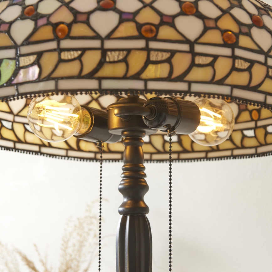 Endon 112178 - Tiffany MILLE FEUX asztali lámpa 2xE14/40W/230V, átmérő 45 cm