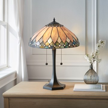 Endon 112183 - Asztali lámpa Tiffany BROOKLYN 2xE14/10W/230V átm. 40 cm