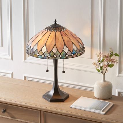 Endon 112183 - Asztali lámpa Tiffany BROOKLYN 2xE14/10W/230V átm. 40 cm