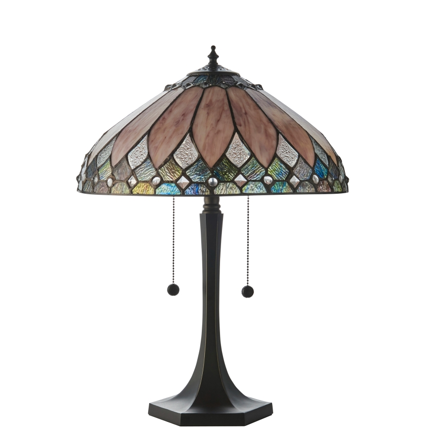 Endon 112183 - Asztali lámpa Tiffany BROOKLYN 2xE14/10W/230V átm. 40 cm