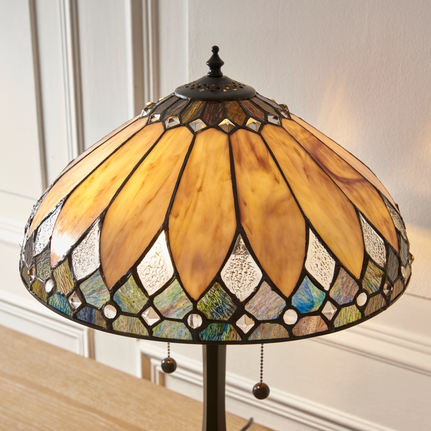 Endon 112183 - Asztali lámpa Tiffany BROOKLYN 2xE14/10W/230V átm. 40 cm