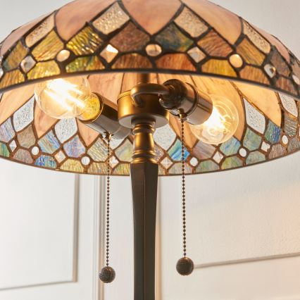 Endon 112183 - Asztali lámpa Tiffany BROOKLYN 2xE14/10W/230V átm. 40 cm