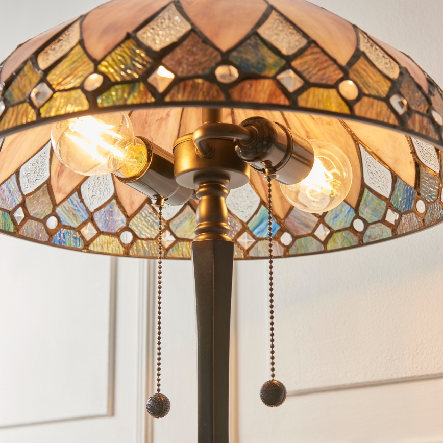 Endon 112183 - Asztali lámpa Tiffany BROOKLYN 2xE14/10W/230V átm. 40 cm