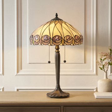 Endon 112184 - Tiffany HUTCHINSON asztali lámpa 2xE27/10W/230V, átm. 40 cm