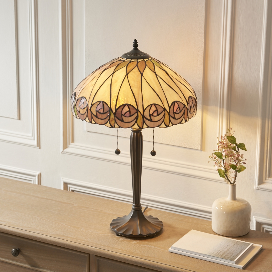 Endon 112184 - Tiffany HUTCHINSON asztali lámpa 2xE27/10W/230V, átm. 40 cm