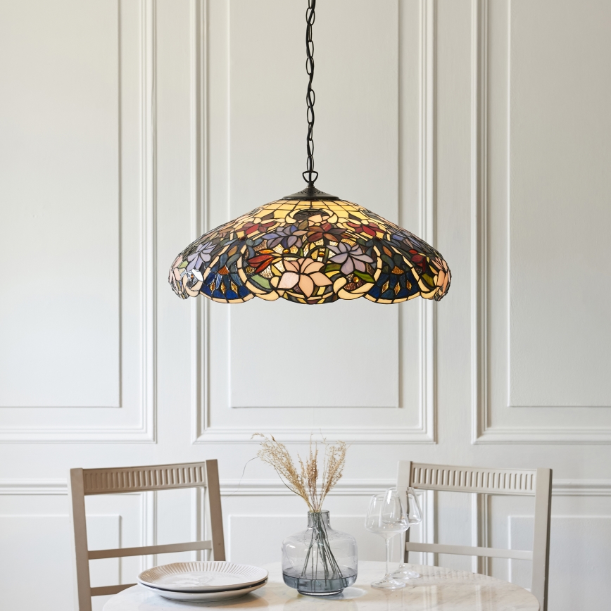 Endon 112193 - Tiffany SULLIVAN láncos csillár 3xE27/60W/230V, átmérő 57 cm