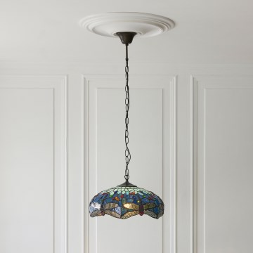 Endon 112195 - Tiffany DRAGONFLY láncos csillár 1xE27/60W/230V, átmérő 41 cm