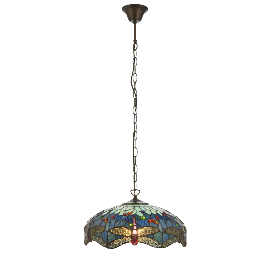 Endon 112195 - Tiffany DRAGONFLY láncos csillár 1xE27/60W/230V, átmérő 41 cm