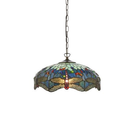 Endon 112195 - Tiffany DRAGONFLY láncos csillár 1xE27/60W/230V, átmérő 41 cm