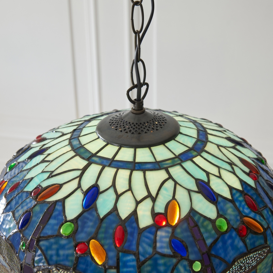 Endon 112195 - Tiffany DRAGONFLY láncos csillár 1xE27/60W/230V, átmérő 41 cm