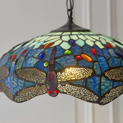 Endon 112195 - Tiffany DRAGONFLY láncos csillár 1xE27/60W/230V, átmérő 41 cm