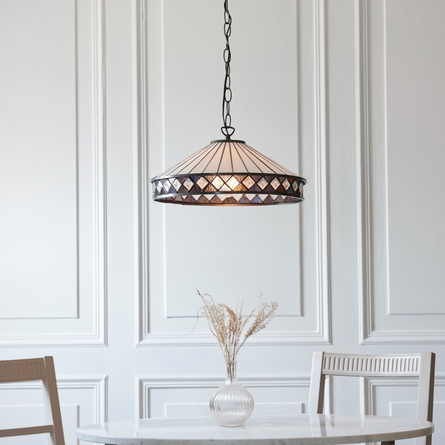 Endon 112196 - Tiffany FARGO láncos függeszték, 1xE27/60W/230V, átm. 41,5 cm
