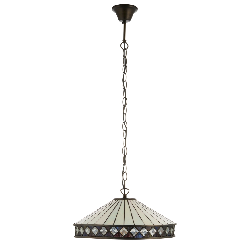 Endon 112196 - Tiffany FARGO láncos függeszték, 1xE27/60W/230V, átm. 41,5 cm