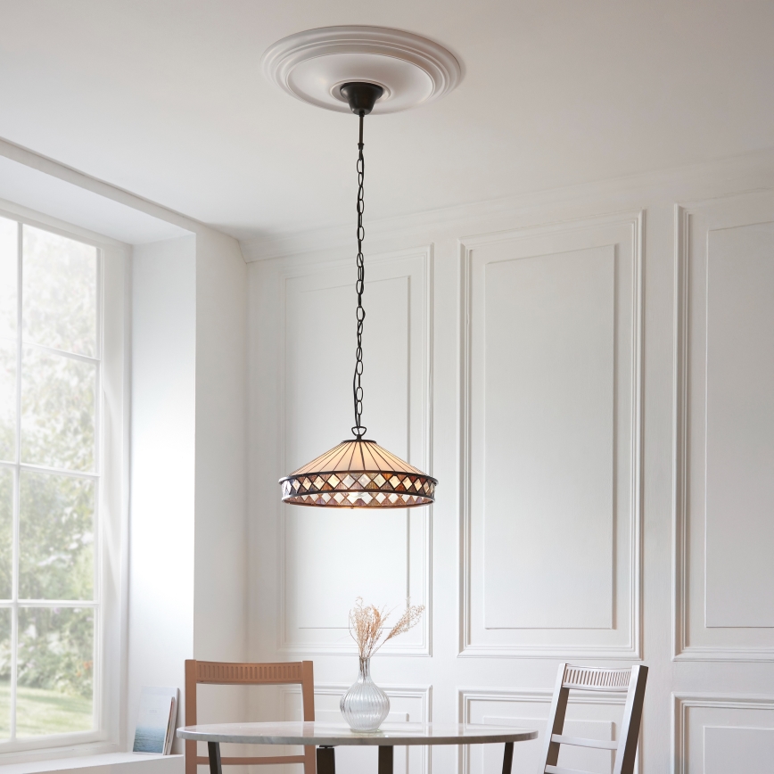 Endon 112196 - Tiffany FARGO láncos függeszték, 1xE27/60W/230V, átm. 41,5 cm
