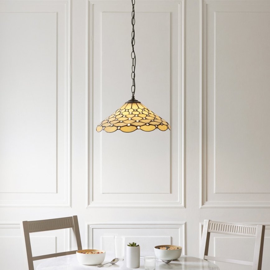 Endon 112226 - Láncos csillár Tiffany PEARL 1xE27/10W/230V átm. 45 cm