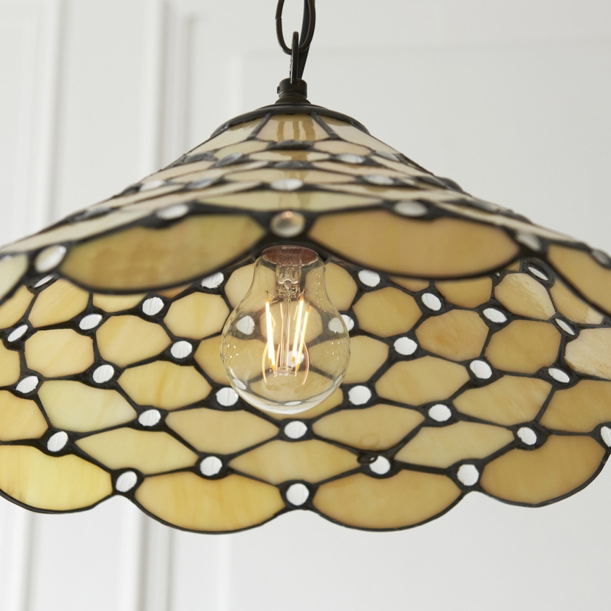 Endon 112226 - Láncos csillár Tiffany PEARL 1xE27/10W/230V átm. 45 cm