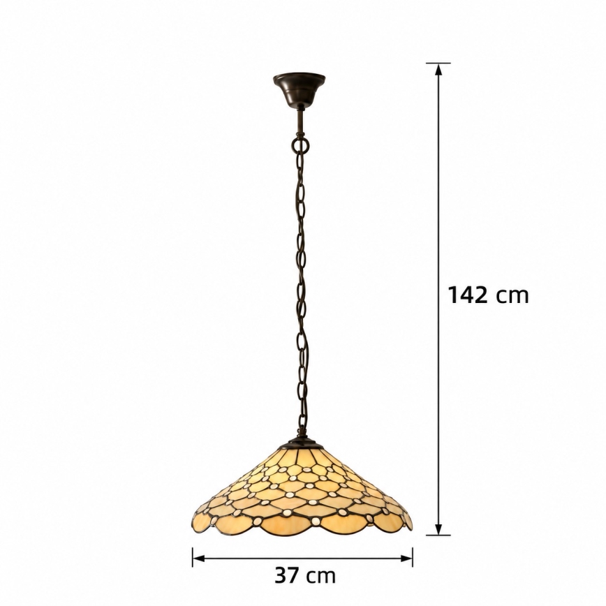 Endon 112226 - Láncos csillár Tiffany PEARL 1xE27/10W/230V átm. 45 cm