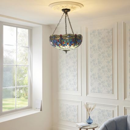 Endon 112250 - Láncon függő Tiffany DRAGONFLY csillár 3xE27/60W/230V átm. 50 cm