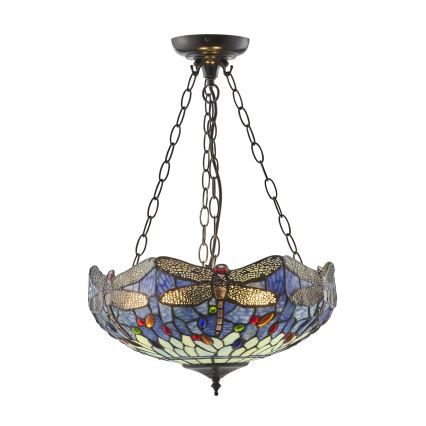 Endon 112250 - Láncon függő Tiffany DRAGONFLY csillár 3xE27/60W/230V átm. 50 cm