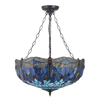 Endon 112250 - Láncon függő Tiffany DRAGONFLY csillár 3xE27/60W/230V átm. 50 cm
