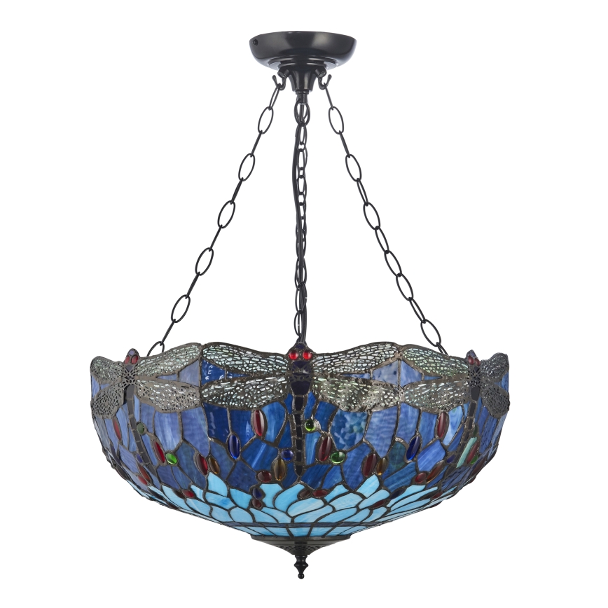 Endon 112250 - Láncon függő Tiffany DRAGONFLY csillár 3xE27/60W/230V átm. 50 cm