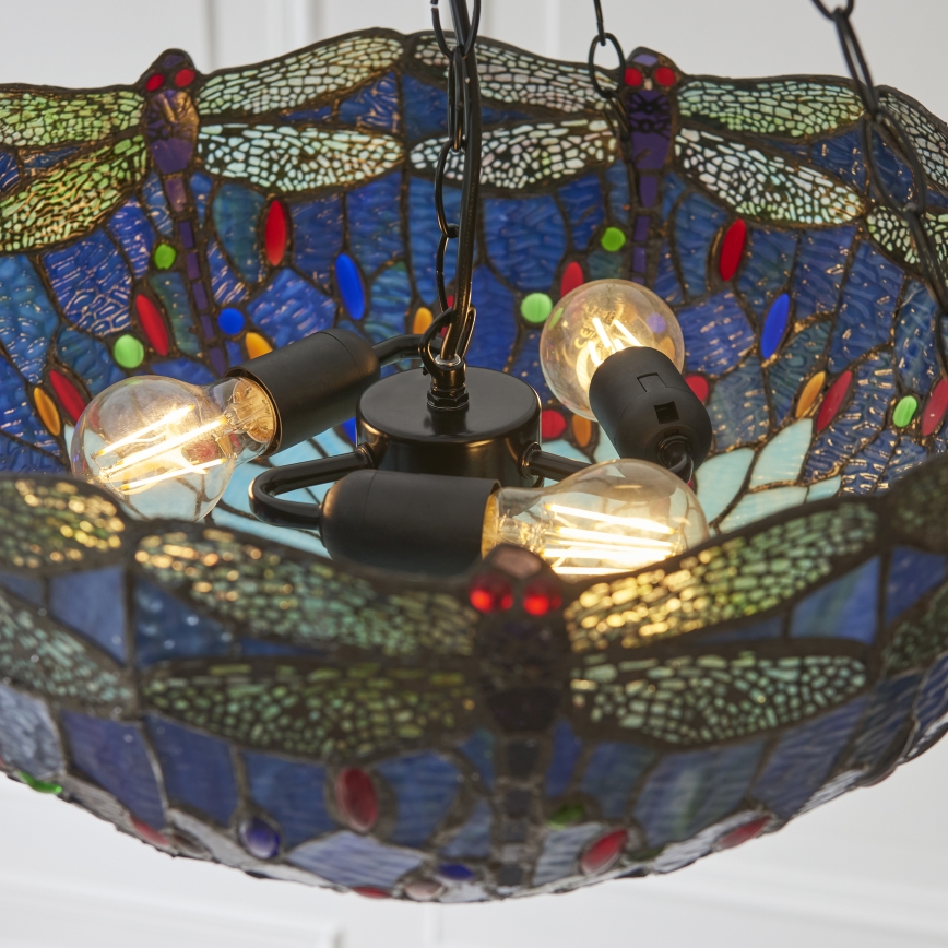 Endon 112250 - Láncon függő Tiffany DRAGONFLY csillár 3xE27/60W/230V átm. 50 cm