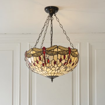 Endon 112251 - Tiffany DRAGONFLY láncos csillár 3xE27/60W/230V, átmérő 50 cm
