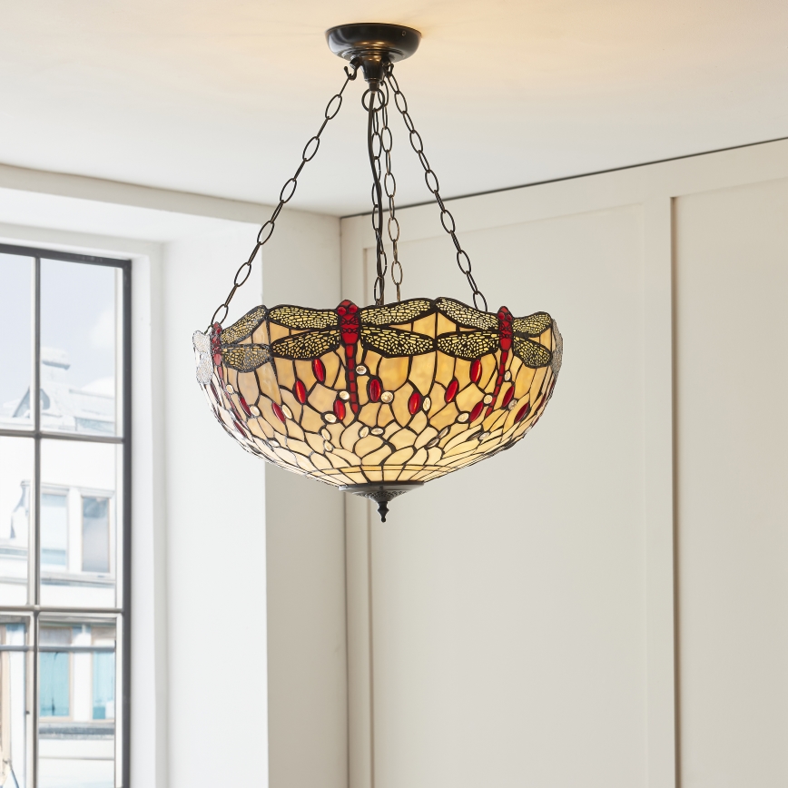Endon 112251 - Tiffany DRAGONFLY láncos csillár 3xE27/60W/230V, átmérő 50 cm