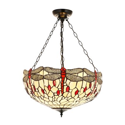 Endon 112251 - Tiffany DRAGONFLY láncos csillár 3xE27/60W/230V, átmérő 50 cm