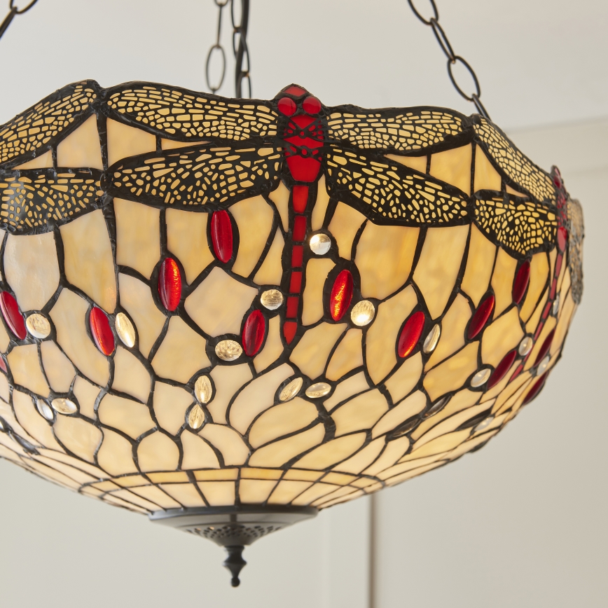 Endon 112251 - Tiffany DRAGONFLY láncos csillár 3xE27/60W/230V, átmérő 50 cm