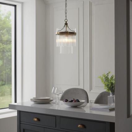 Endon 112572 - Láncos csillár MARIETTA 1xE27/10W/230V sárgaréz/átlátszó