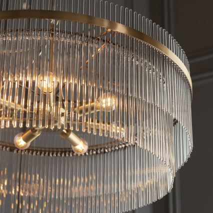 Endon 112574 - Láncos csillár MARIETTA GRAND 7xE14/7W/230V sárgaréz/átlátszó