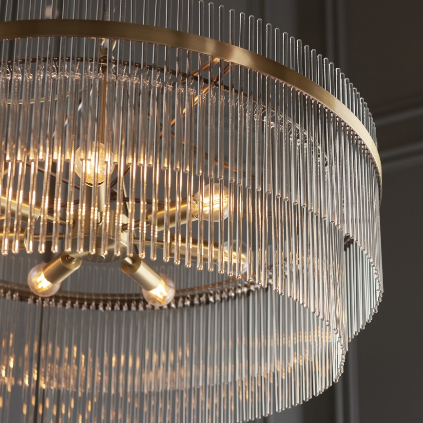 Endon 112574 - Láncos csillár MARIETTA GRAND 7xE14/7W/230V sárgaréz/átlátszó