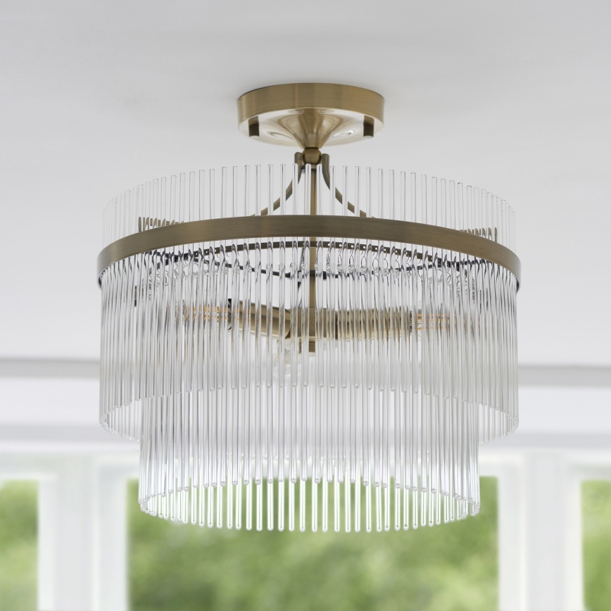 Endon 112575 - Felületre szerelhető csillár  MARIETTA 3xE14/7W/230V réz/átlátszó