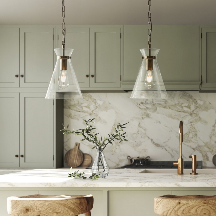 Endon 112859 - Láncos csillár HARLOW 1xE27/10W/230V sárgaréz