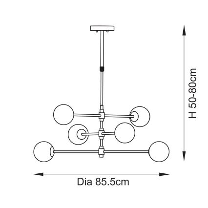 Endon 114039 - Rúdfüggeszték 6xG9/3,2W/230V arany