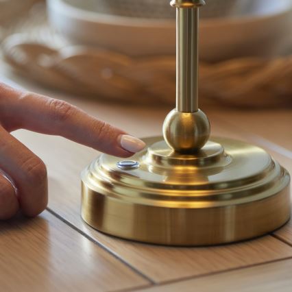 Endon 114811 - LED dimmelhető újratölthető asztali lámpa BURLEY LED/1,5W/5V 3600 mAh sárgaréz/fehér