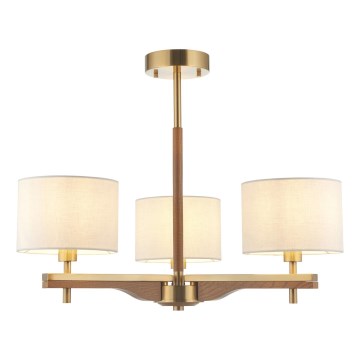 Endon 116993 - Rúdos csillár HEATHCLIFF 3xE14/7W/230V sárgaréz/kőrisfa