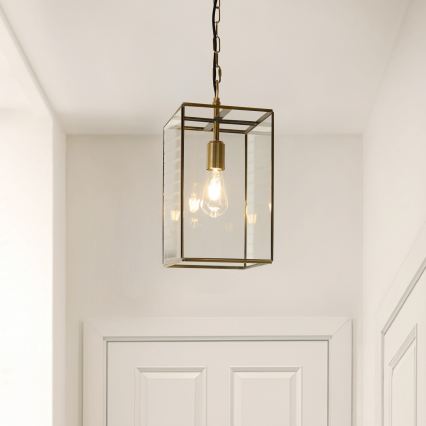 Endon 119141 - HAMMOND láncos csillár 1xE27/10W/230V 21,5x21,5 cm, sárgaréz