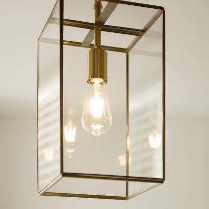 Endon 119141 - HAMMOND láncos csillár 1xE27/10W/230V 21,5x21,5 cm, sárgaréz