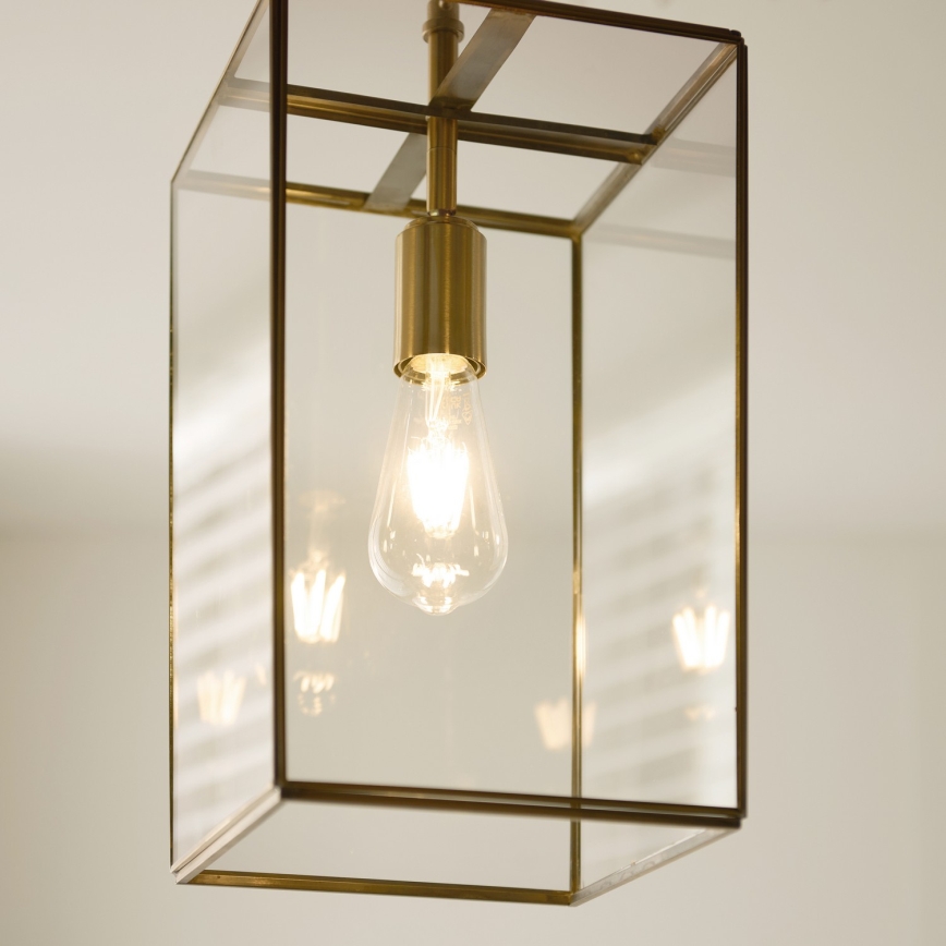 Endon 119141 - HAMMOND láncos csillár 1xE27/10W/230V 21,5x21,5 cm, sárgaréz