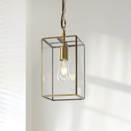 Endon 119142 - HAMMOND láncos csillár 1xE27/10W/230V 17x17 cm sárgaréz