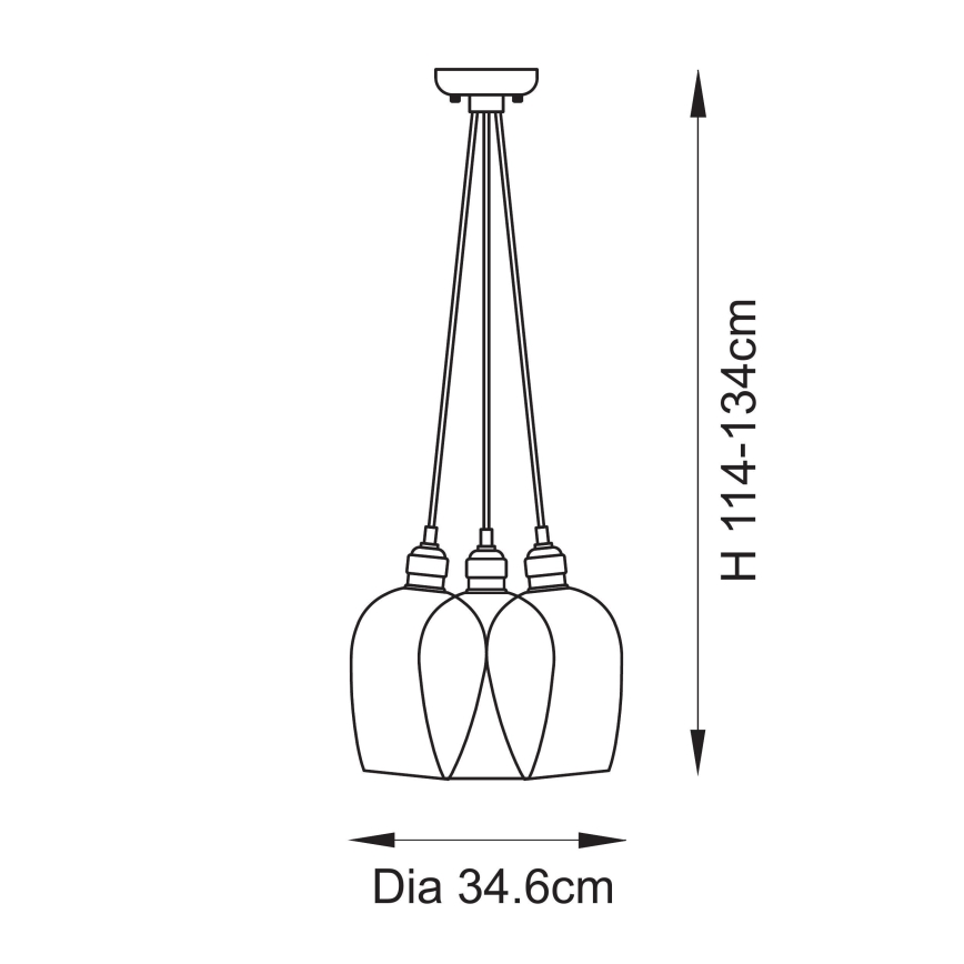 Endon 120644 - Kábeles csillár 3xE27/10W/230V, fényes króm