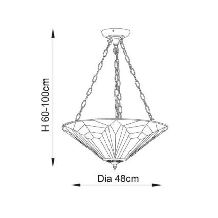 Endon 63936 - Tiffany ASTORIA láncos csillár 3xE27/60W/230V átm. 48 cm