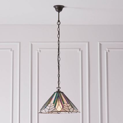 Endon 63937 - Tiffany ASTORIA láncos csillár, 1x E27/60W/230V, átmérő 40 cm