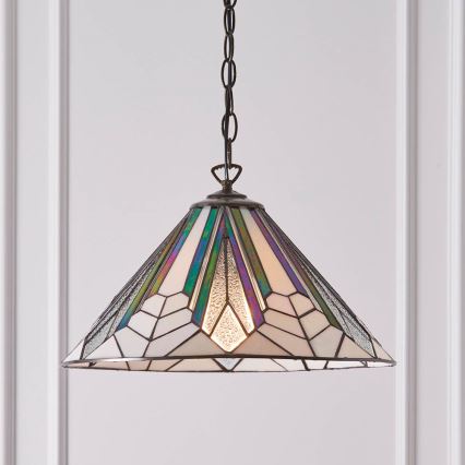 Endon 63937 - Tiffany ASTORIA láncos csillár, 1x E27/60W/230V, átmérő 40 cm