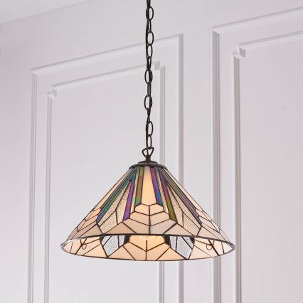 Endon 63937 - Tiffany ASTORIA láncos csillár, 1x E27/60W/230V, átmérő 40 cm